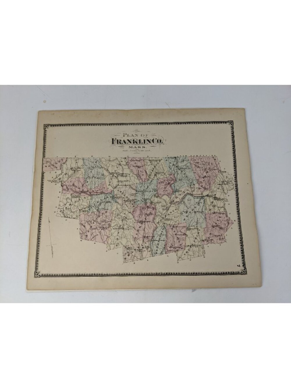 Antique Vintage 1871 Northfield, MA Franklin County Atlas Frederick Beers